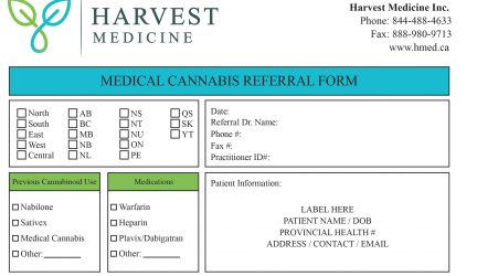 Harvest Medicine medical cannabis referral form thumbnail image